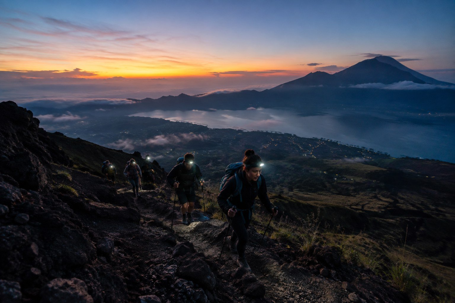 Mount Batur sunrise trekking timeline from the trail to the summit